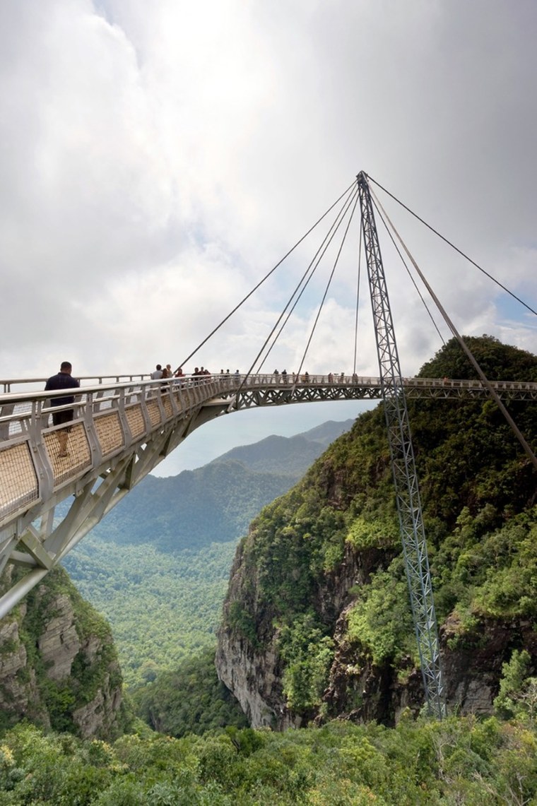 Image: Asia, Malaysia, Langkawi Island, Pulau Langkawi Hanging suspension walkway above the rainforest canopy